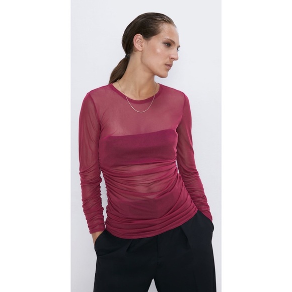 ZARA pleated tulle top - Picture 1 of 7